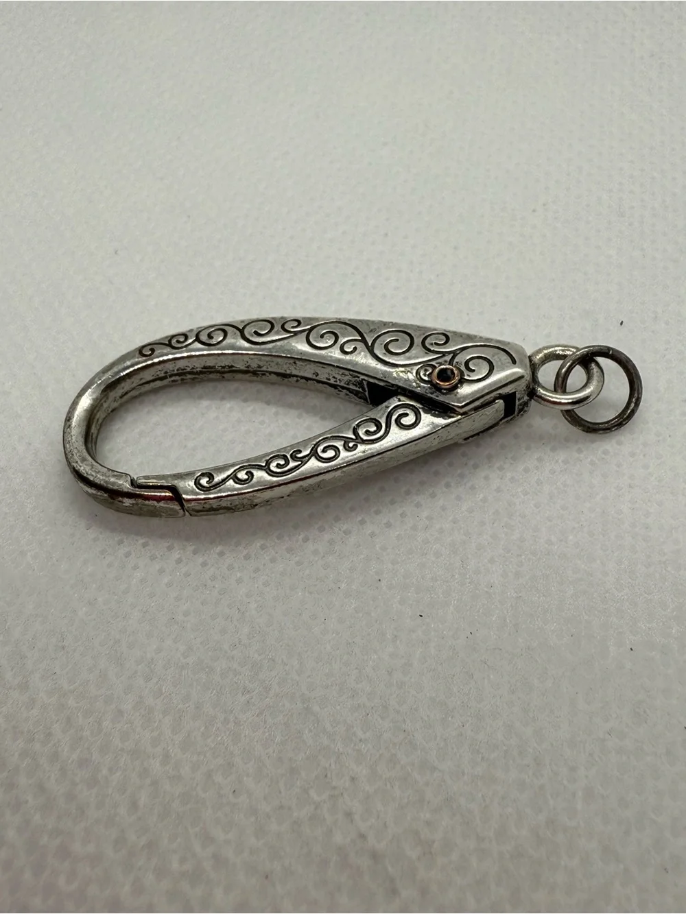 Silver Tone Decorative Carabiner Charm for Women's Accessories